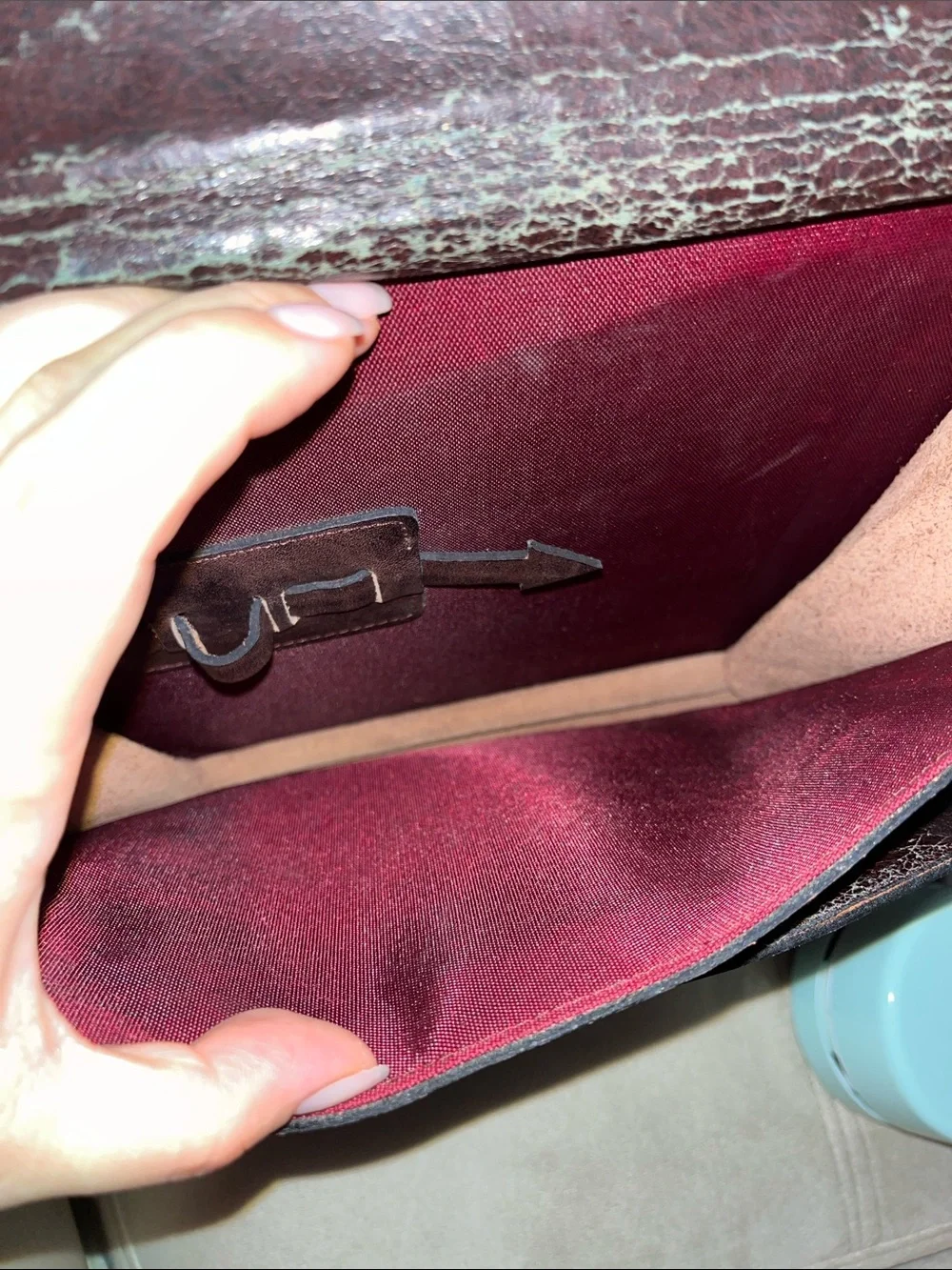 Vintage Brown Leather Satchel Shoulder Bag Amiet Lock 10” Structured with Handle
